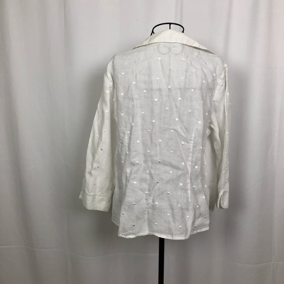 TWEEDS Linen button front blouse L - Picture 4 of 6